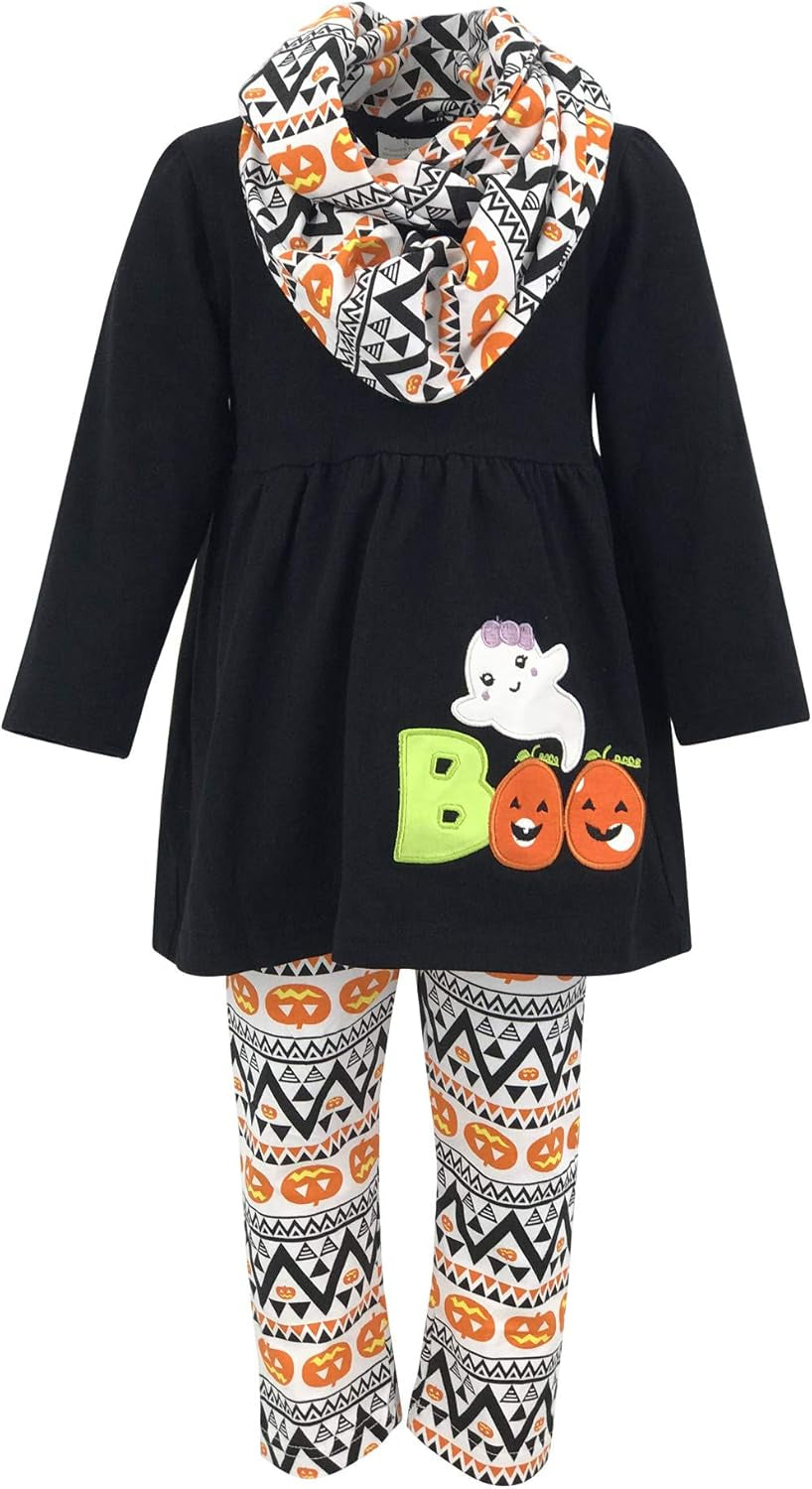 Charming 3-Piece Toddler Outfit Set for Baby Girls - Trendy Long Sleeve Tunic, Cozy Leggings & Fashionable Scarf