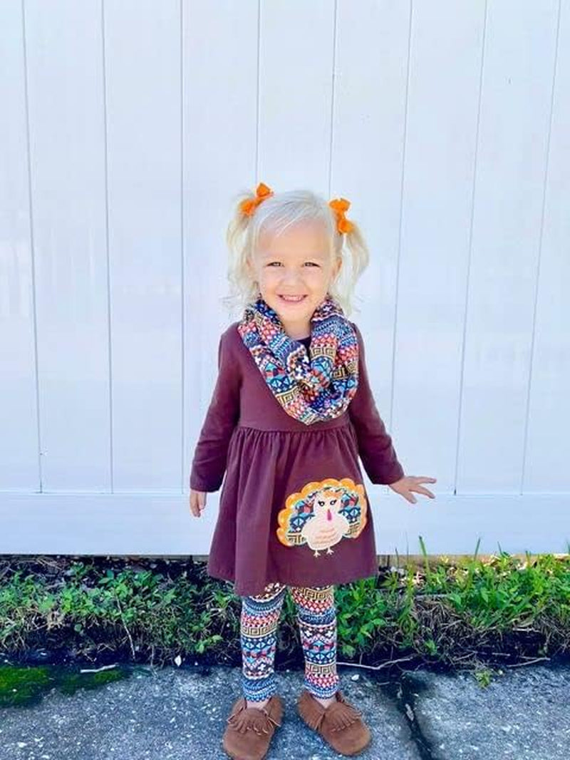 Charming 3-Piece Toddler Outfit Set for Baby Girls - Trendy Long Sleeve Tunic, Cozy Leggings & Fashionable Scarf