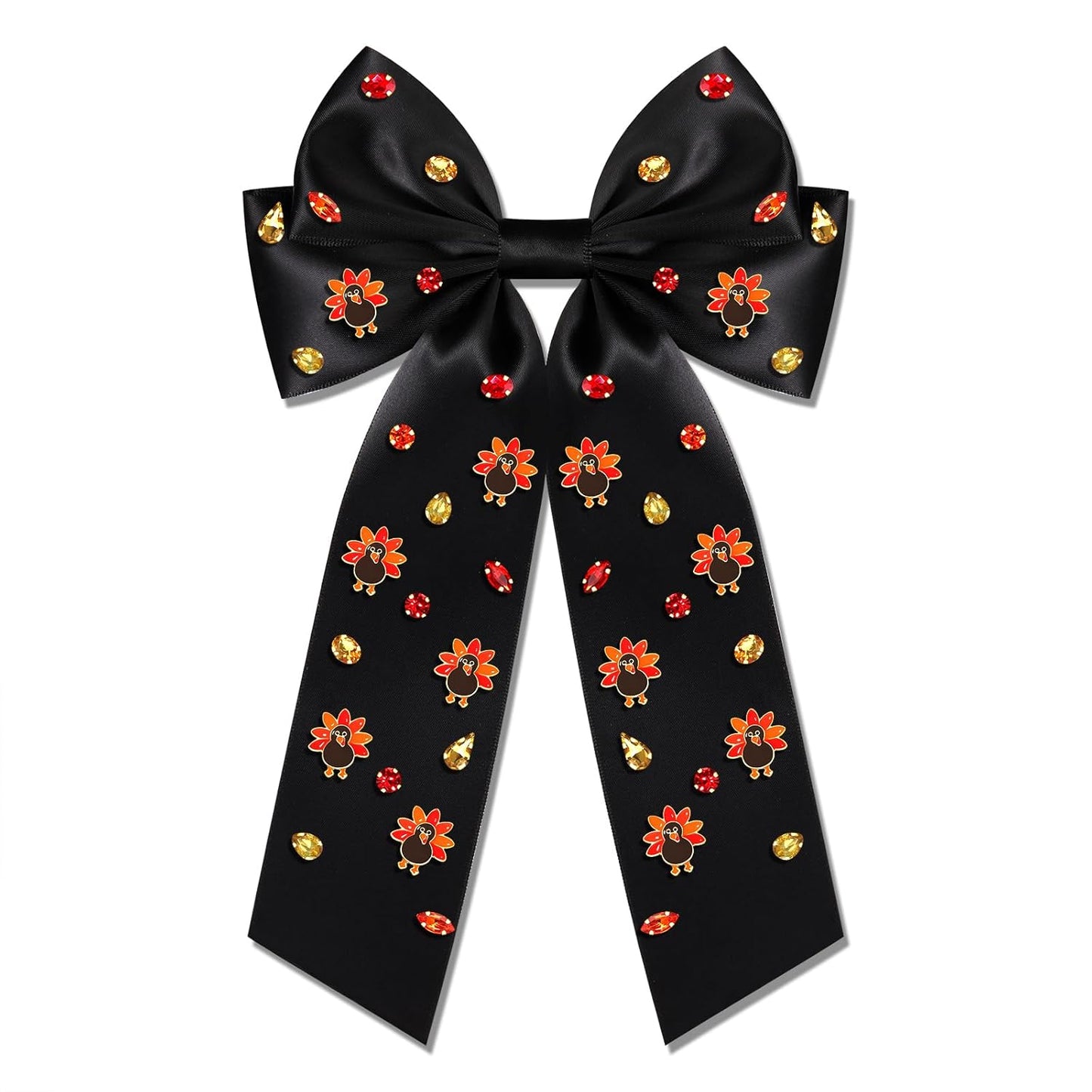 Charming Thanksgiving Hair Bows - Jeweled Clips & Barrettes for Women & Girls - Ideal GOBBLE Party Favors & Gifts!