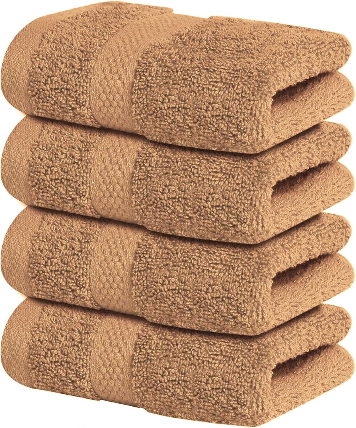 Luxury 100% Cotton Wash Cloths - Soft & Absorbent Face Towels for Bathroom, Gym, and Spa | Pack of 4 (Brilliant White)