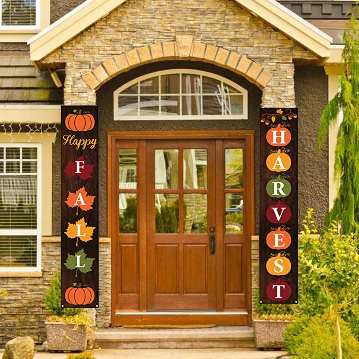 Charming Happy Fall Porch Sign - Perfect Thanksgiving Outdoor & Indoor Decor - Harvest Banner for Your Front Door & Yard