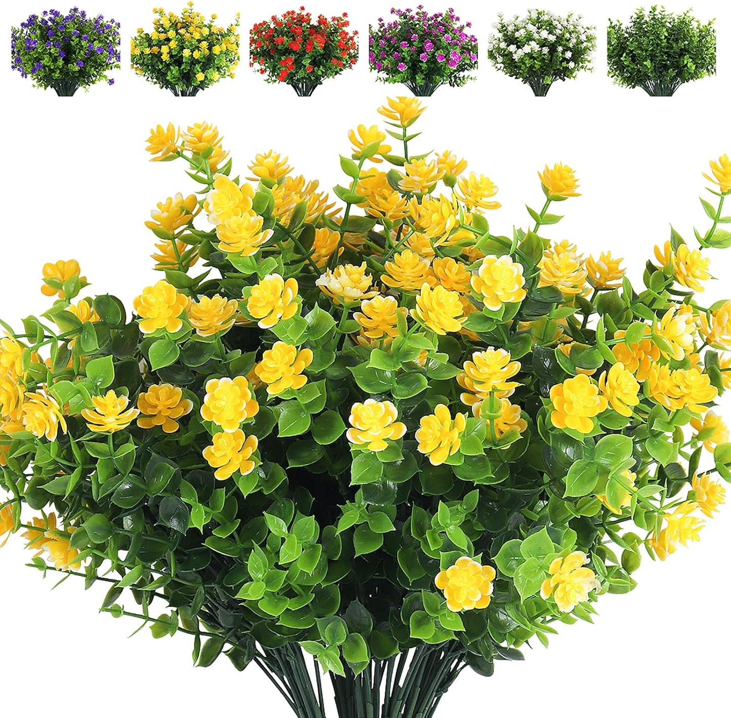 Vibrant 8 Bundle Set of No-Fade Artificial Fall Flowers - Ideal Faux Autumn Decor for Thanksgiving, Christmas, Weddings, and Home Garden!