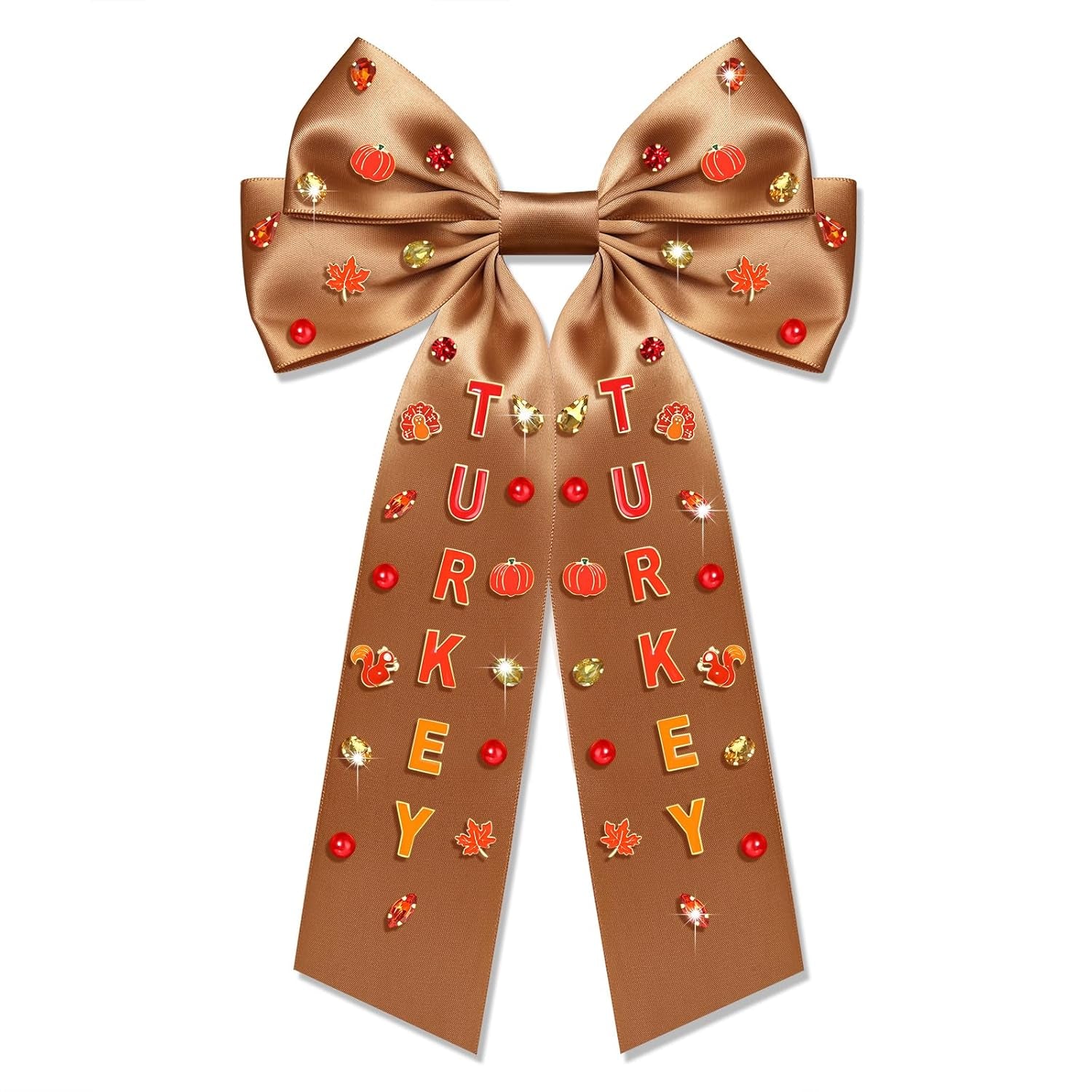 Charming Thanksgiving Hair Bows - Jeweled Clips & Barrettes for Women & Girls - Ideal GOBBLE Party Favors & Gifts!