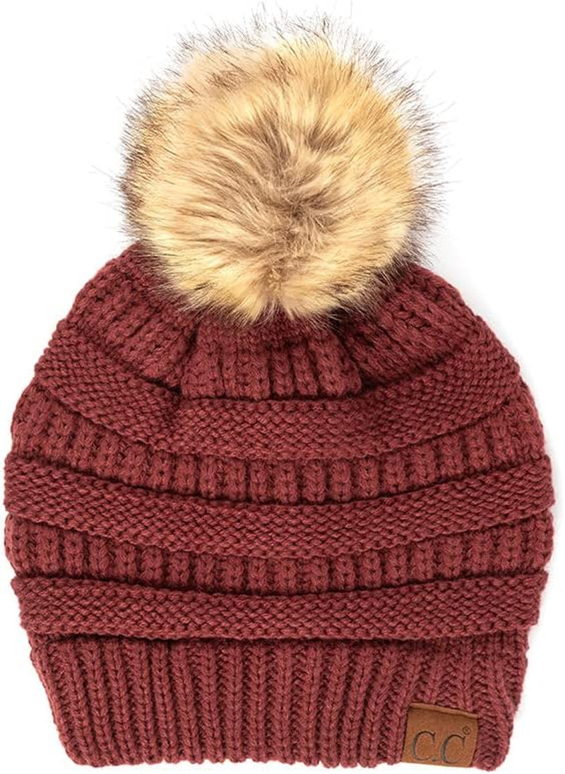 Stylish Chunky Cable Knit Beanie with Fur Pom - Your Must-Have for Winter & Fall!