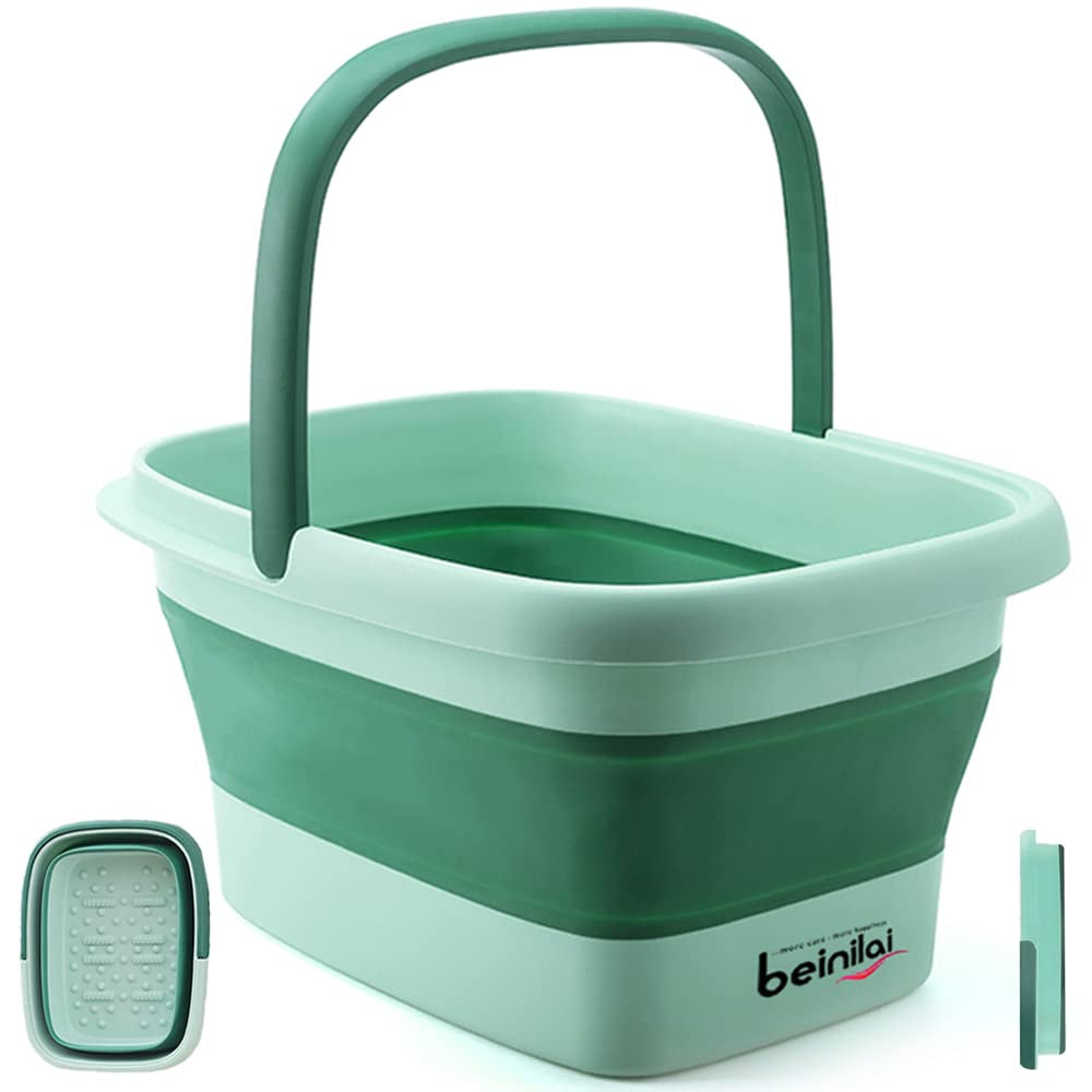Collapsible Foot Bath Basin with Massage Acupoint - Soothing Foot Soak Tub with Handles, Foldable and Versatile Design - Gray