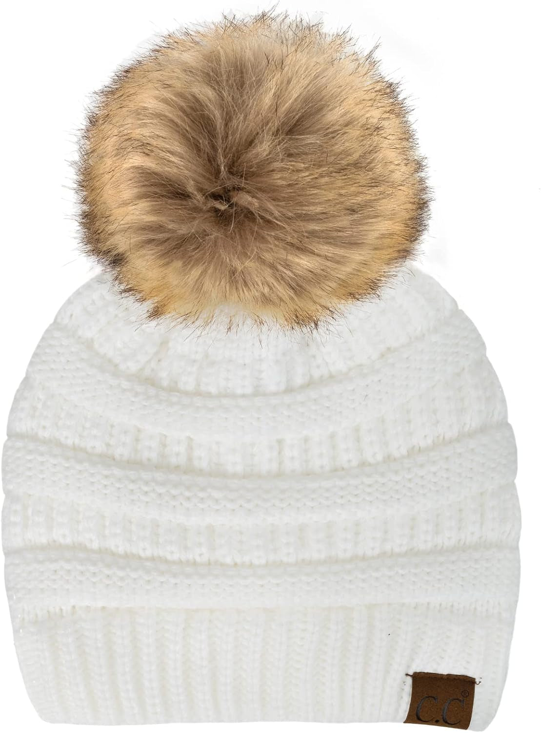 Stylish Chunky Cable Knit Beanie with Fur Pom - Your Must-Have for Winter & Fall!