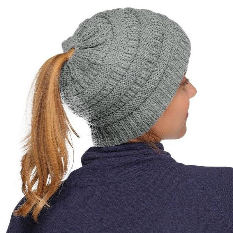 C.C Women's Stylish Ponytail Beanie - Perfect Knit Winter Hat for All Seasons