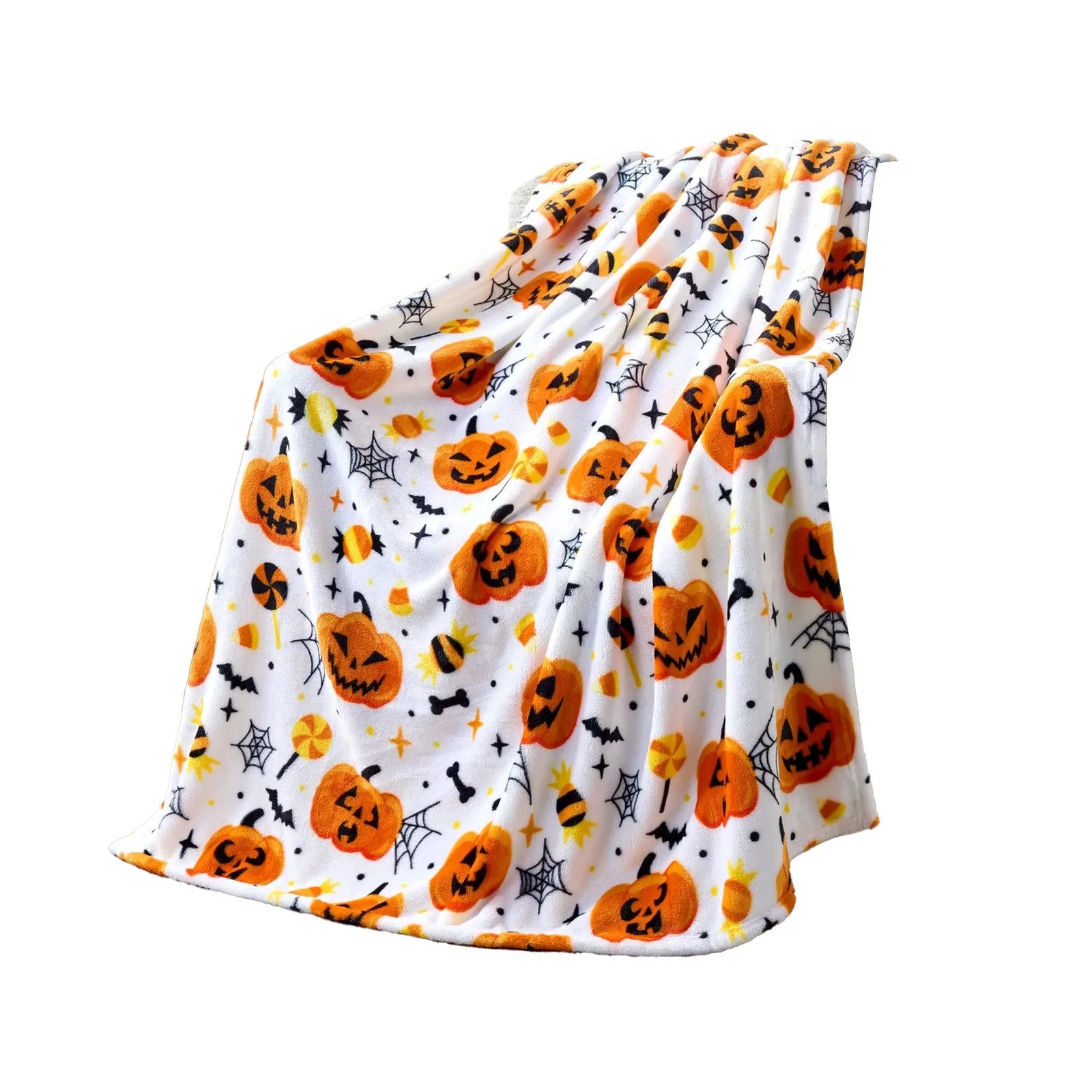Spooky Soft Plush Halloween Throw Blanket - Cozy Spider Webs & Bats for Sofa, Bed, or Dorm