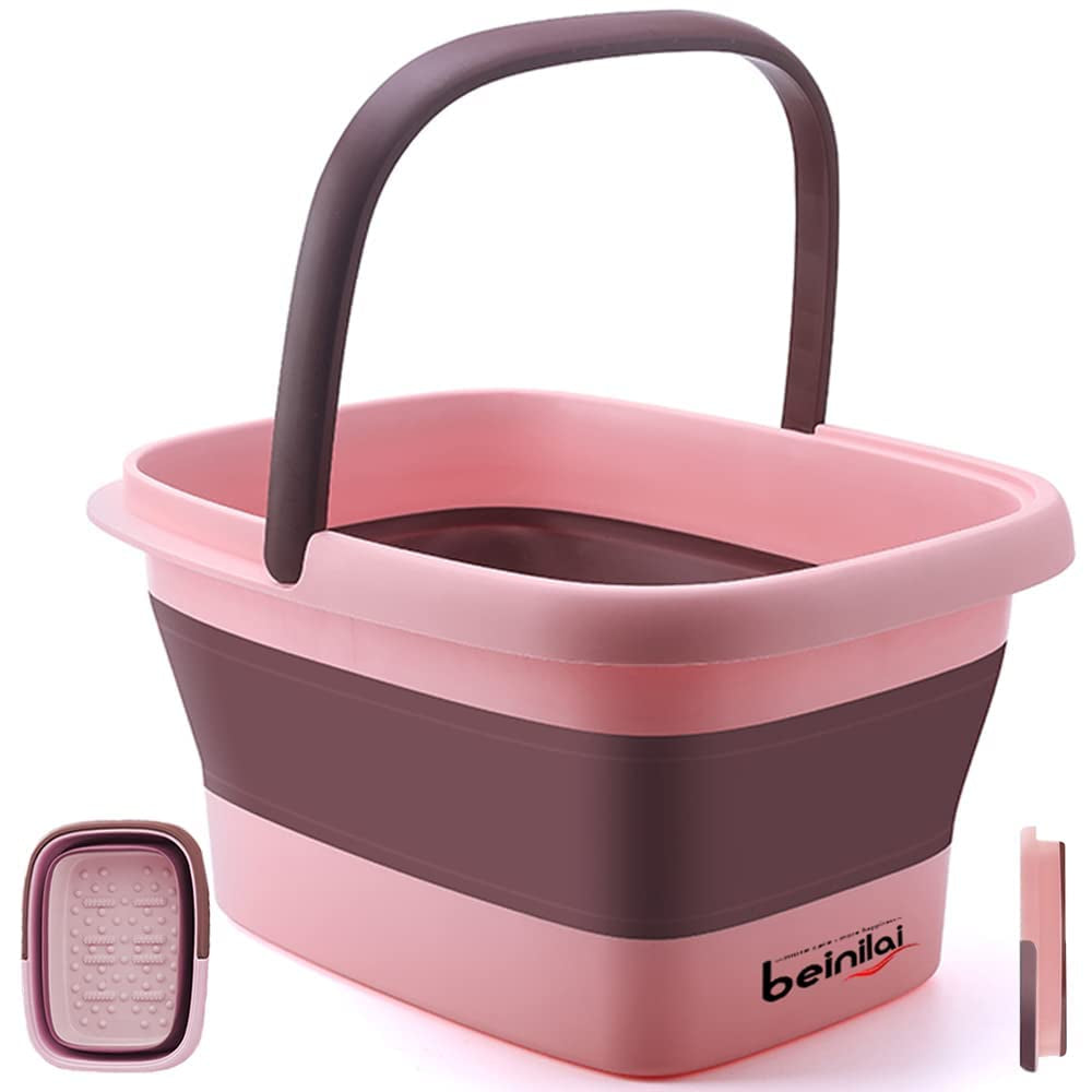 Collapsible Foot Bath Basin with Massage Acupoint - Soothing Foot Soak Tub with Handles, Foldable and Versatile Design - Gray
