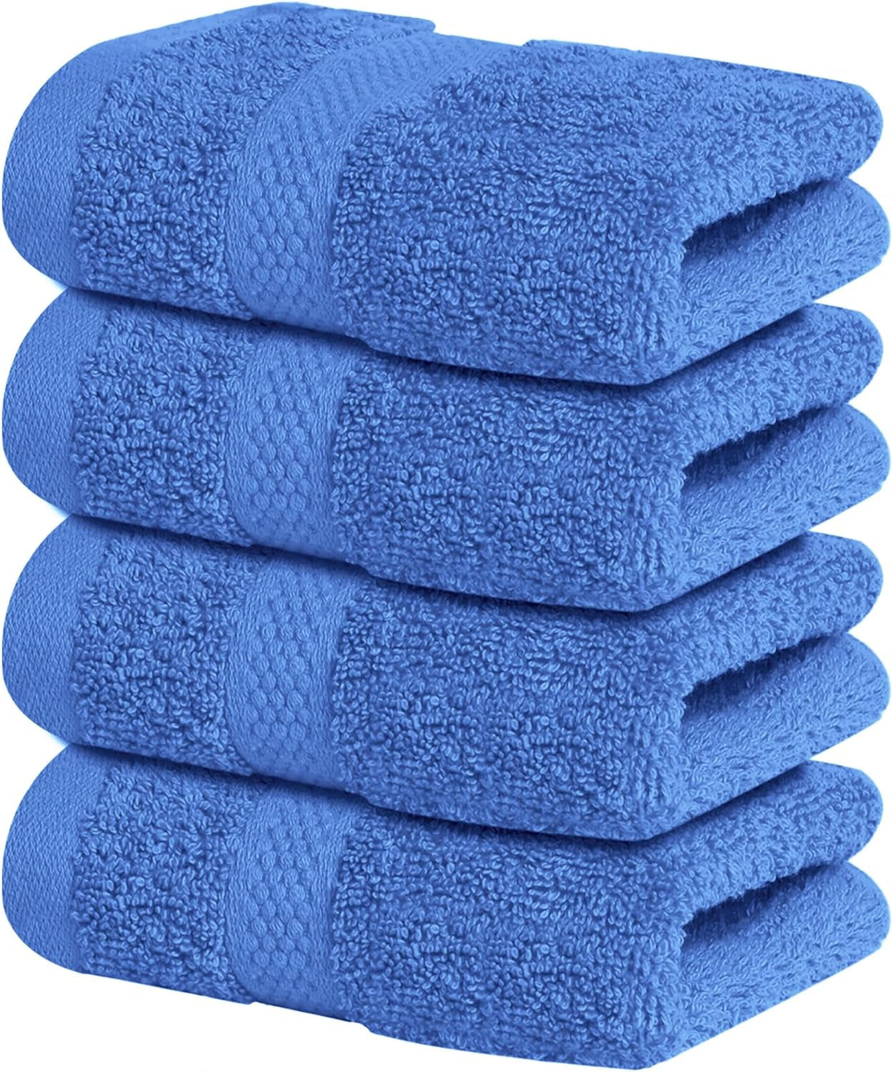 Luxury 100% Cotton Wash Cloths - Soft & Absorbent Face Towels for Bathroom, Gym, and Spa | Pack of 4 (Brilliant White)
