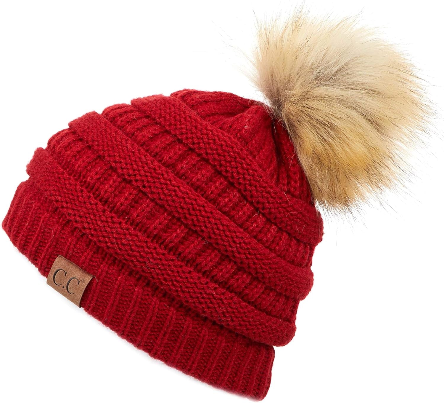 Stylish Chunky Cable Knit Beanie with Fur Pom - Your Must-Have for Winter & Fall!