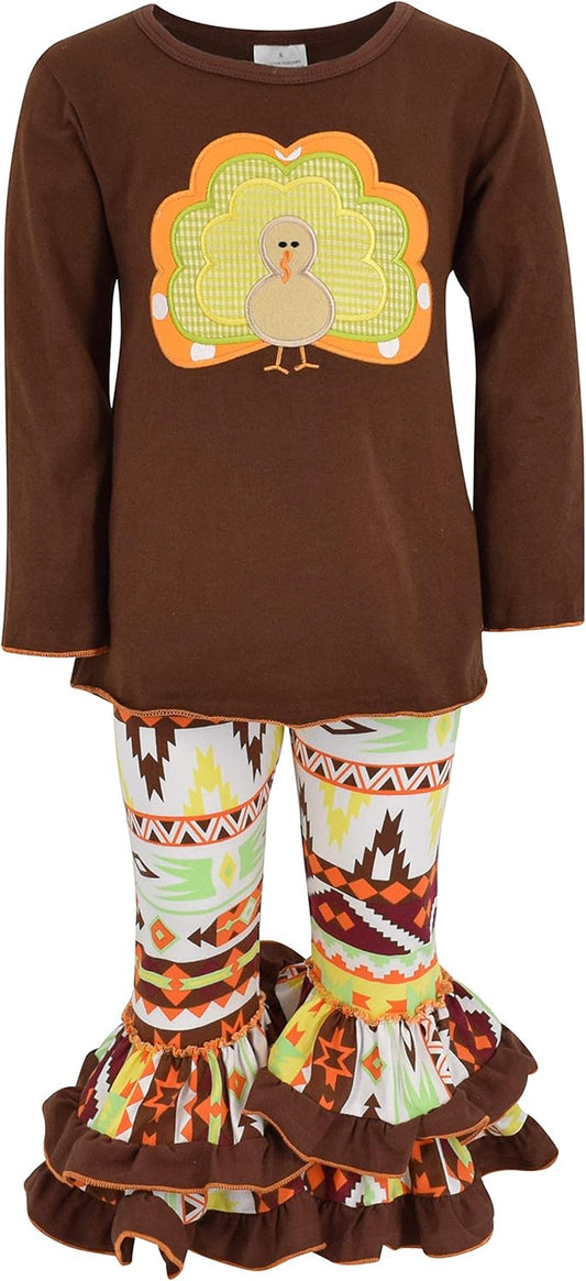 Charming 2-Piece Ruffle Leggings & Long Sleeve Top Set for Girls and Toddlers