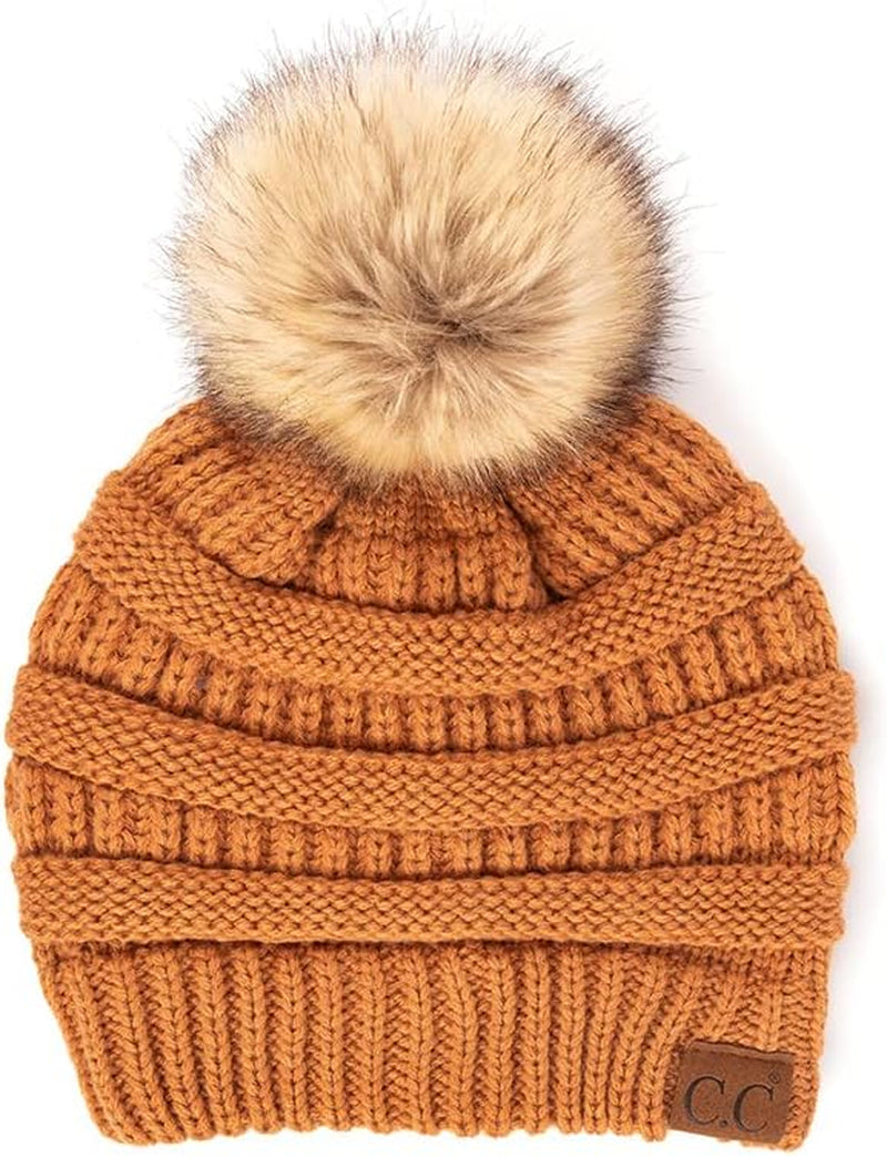 Stylish Chunky Cable Knit Beanie with Fur Pom - Your Must-Have for Winter & Fall!