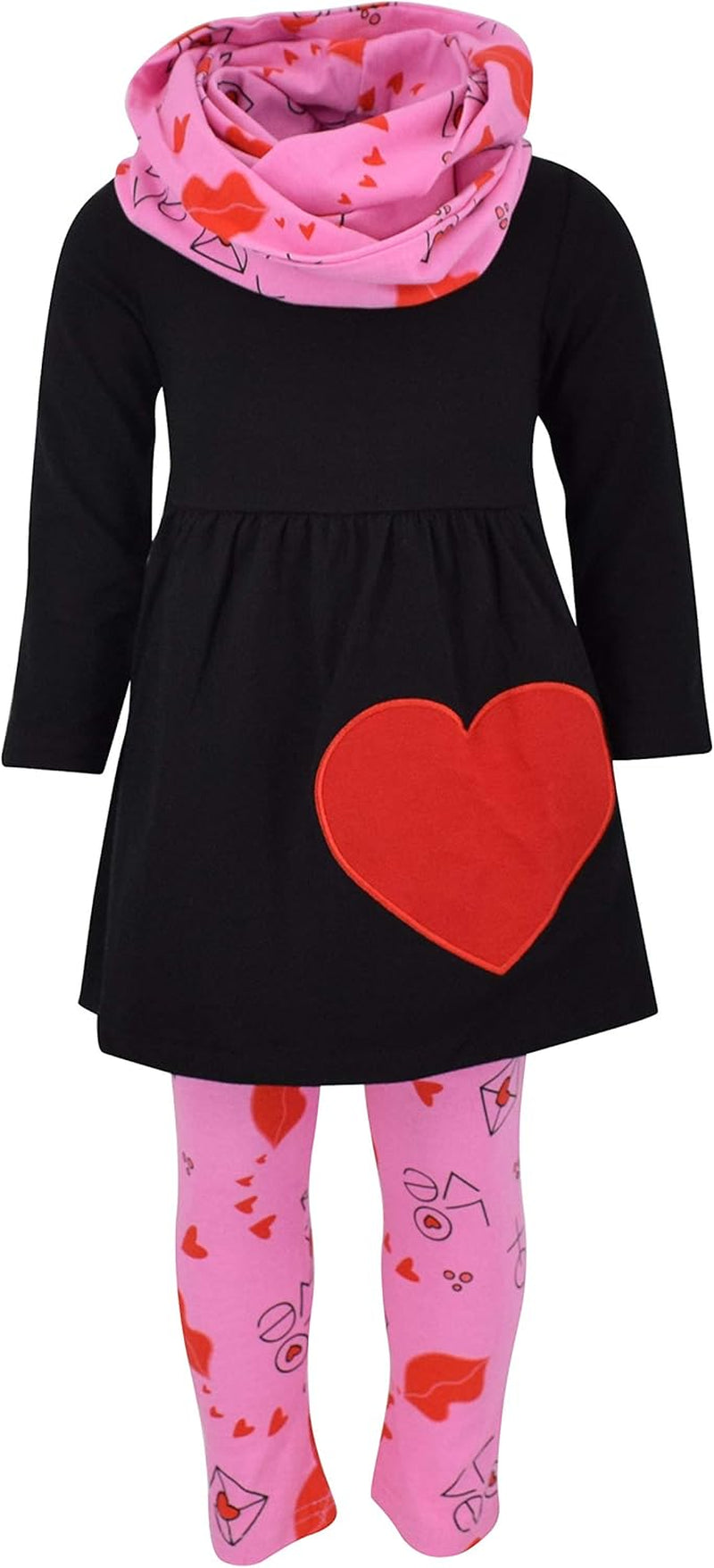 Charming 3-Piece Toddler Outfit Set for Baby Girls - Trendy Long Sleeve Tunic, Cozy Leggings & Fashionable Scarf