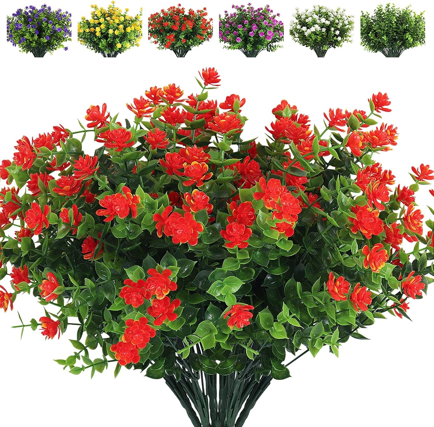 Vibrant 8 Bundle Set of No-Fade Artificial Fall Flowers - Ideal Faux Autumn Decor for Thanksgiving, Christmas, Weddings, and Home Garden!