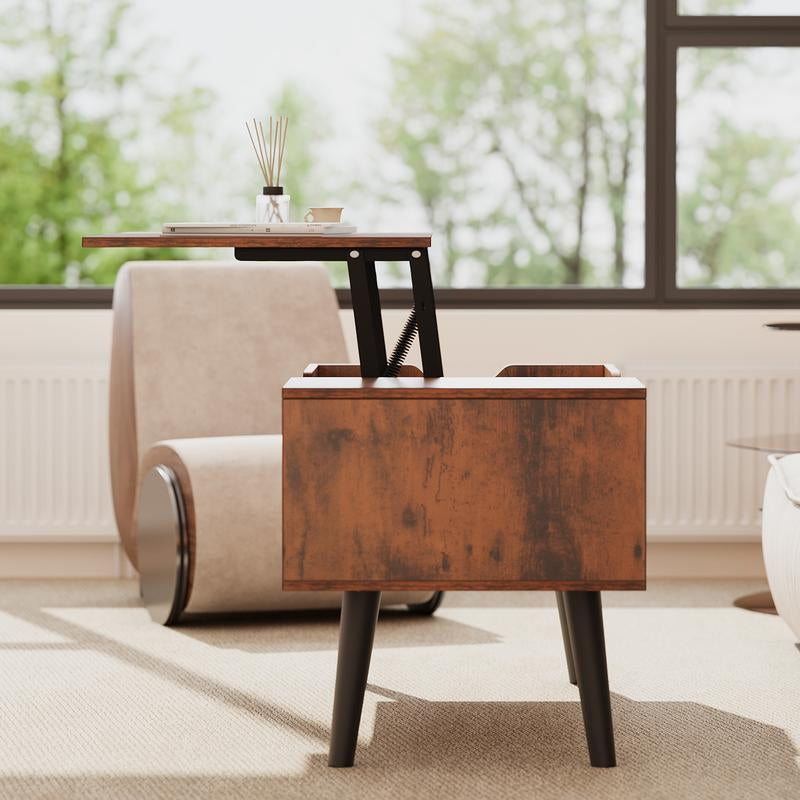 Elevate Your Home Decor with the YITAHOME Rustic Brown Adjustable Lift Top Coffee Table - Featuring Hidden Storage and Movable Divider!