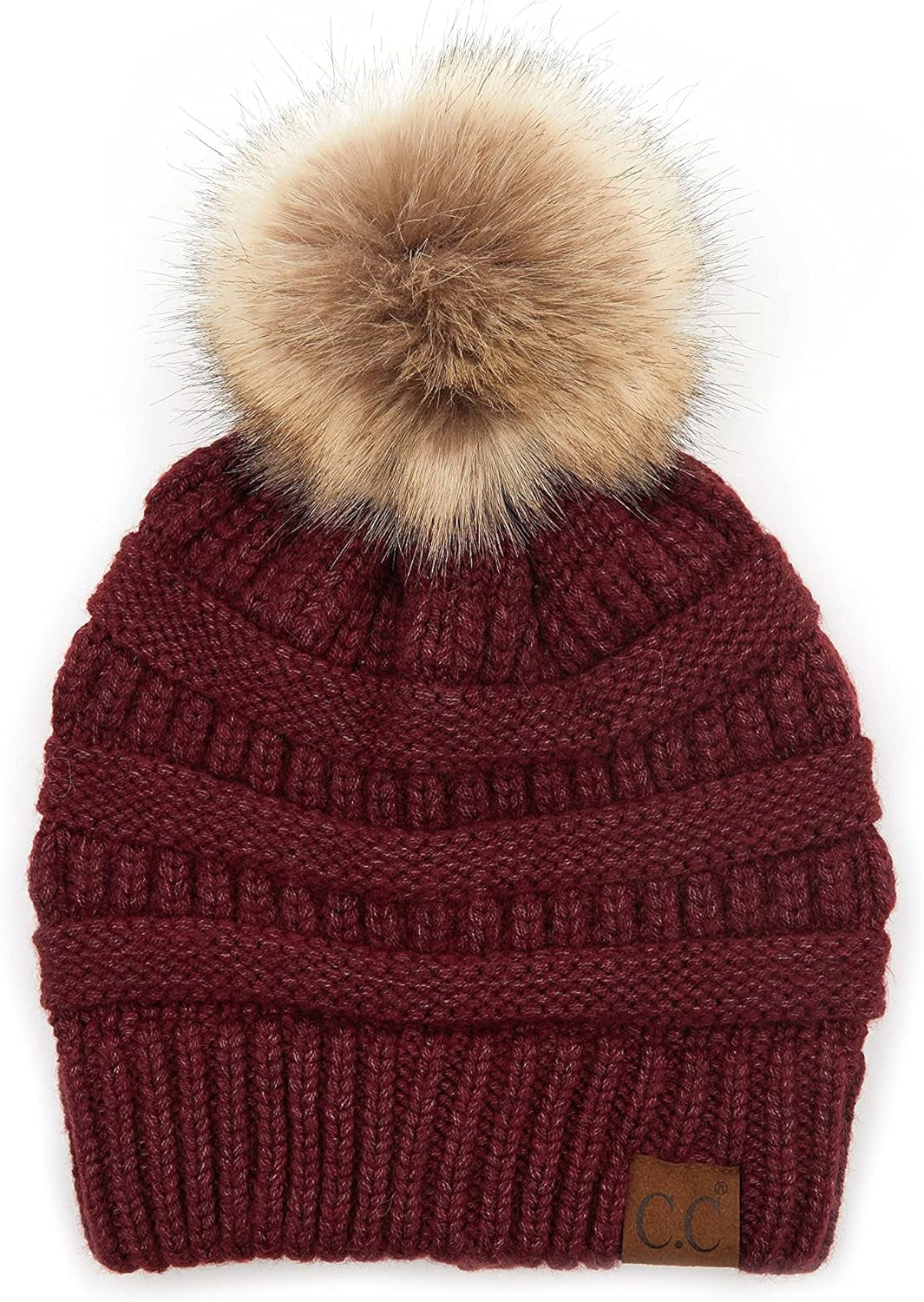 Stylish Chunky Cable Knit Beanie with Fur Pom - Your Must-Have for Winter & Fall!