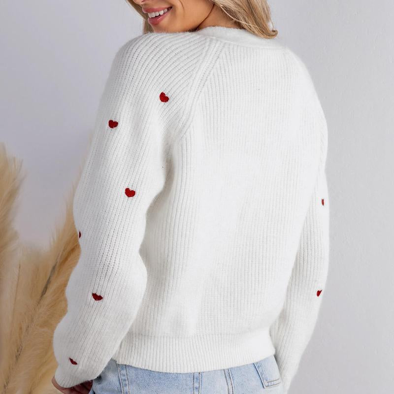 CUPSHE Women's Cozy V-Neck Bow Sweater - Stylish Fall Essential Cardigan in Fitted Acrylic Knit