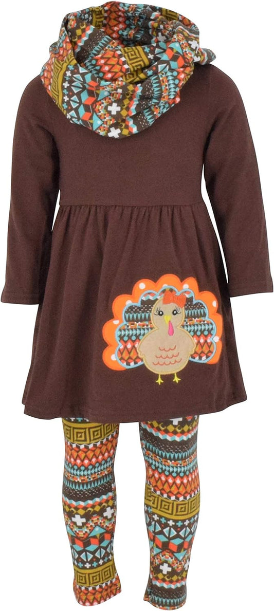 Charming 3-Piece Toddler Outfit Set for Baby Girls - Trendy Long Sleeve Tunic, Cozy Leggings & Fashionable Scarf