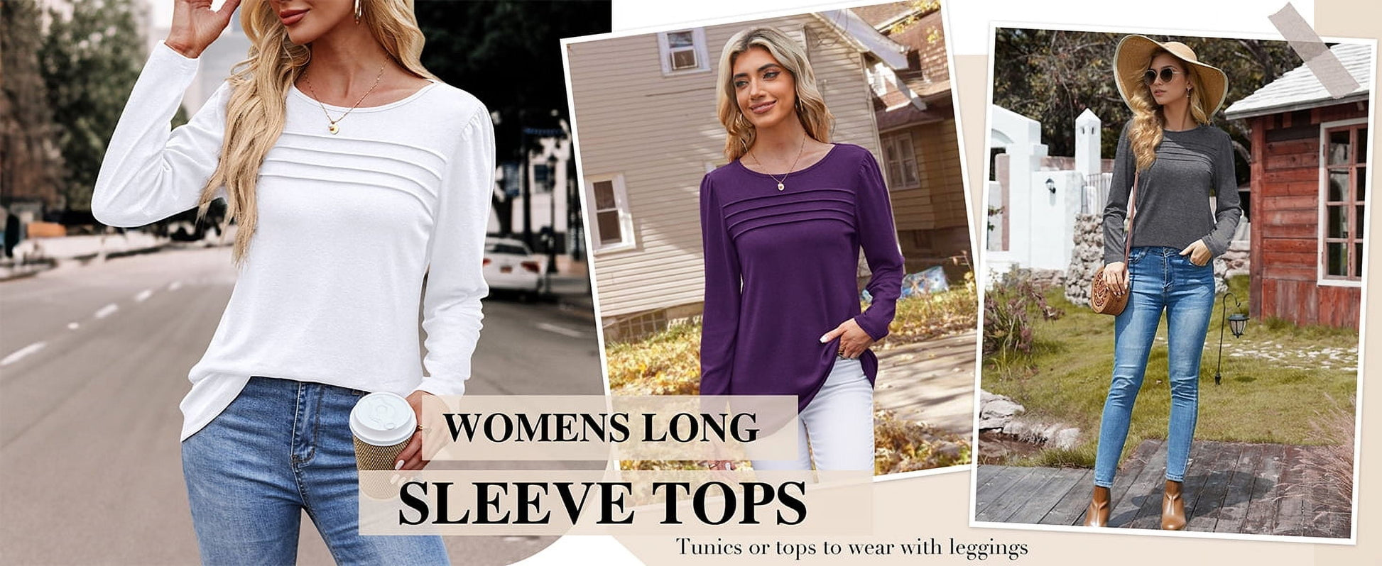 Chic Fall Long Sleeve Tunic Tops for Women - Dressy Casual Pleated Blouses