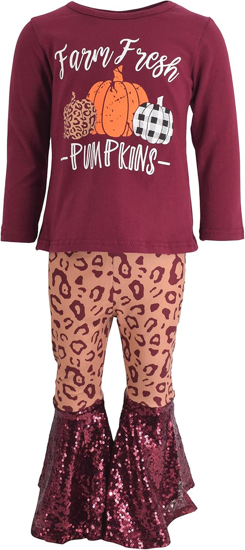 Charming 2-Piece Girls Bell Bottom Leggings Set with Long Sleeve Top - Ideal for Kids and Toddlers!