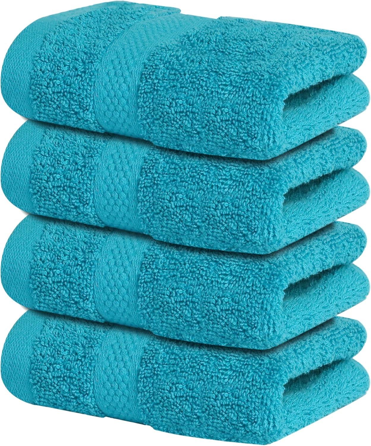 Luxury 100% Cotton Wash Cloths - Soft & Absorbent Face Towels for Bathroom, Gym, and Spa | Pack of 4 (Brilliant White)