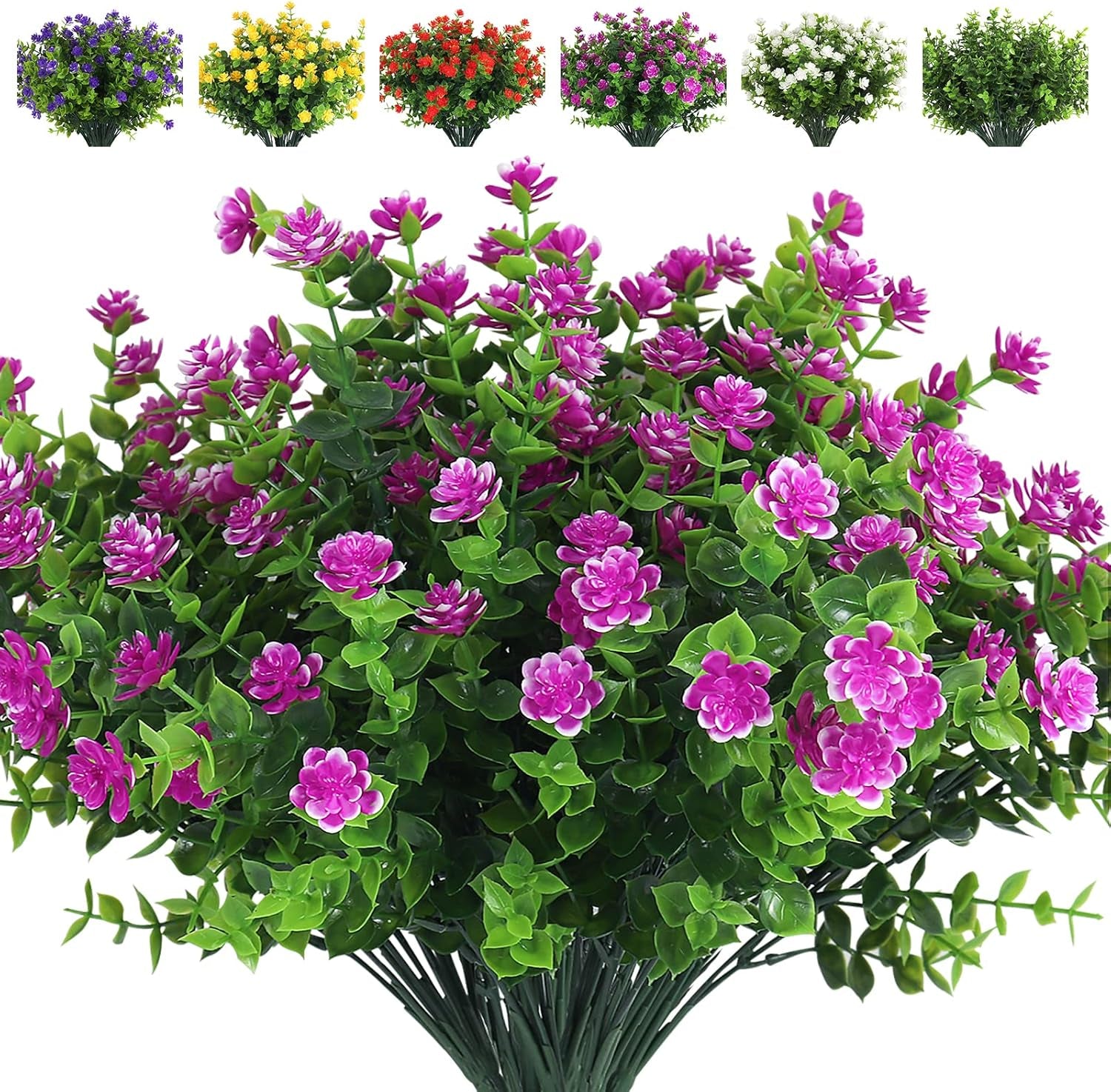 Vibrant 8 Bundle Set of No-Fade Artificial Fall Flowers - Ideal Faux Autumn Decor for Thanksgiving, Christmas, Weddings, and Home Garden!
