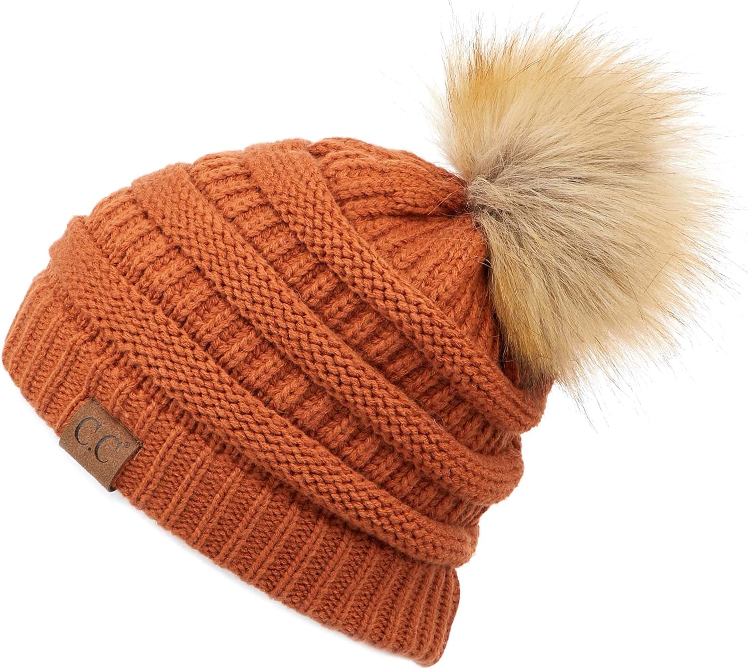 Stylish Chunky Cable Knit Beanie with Fur Pom - Your Must-Have for Winter & Fall!