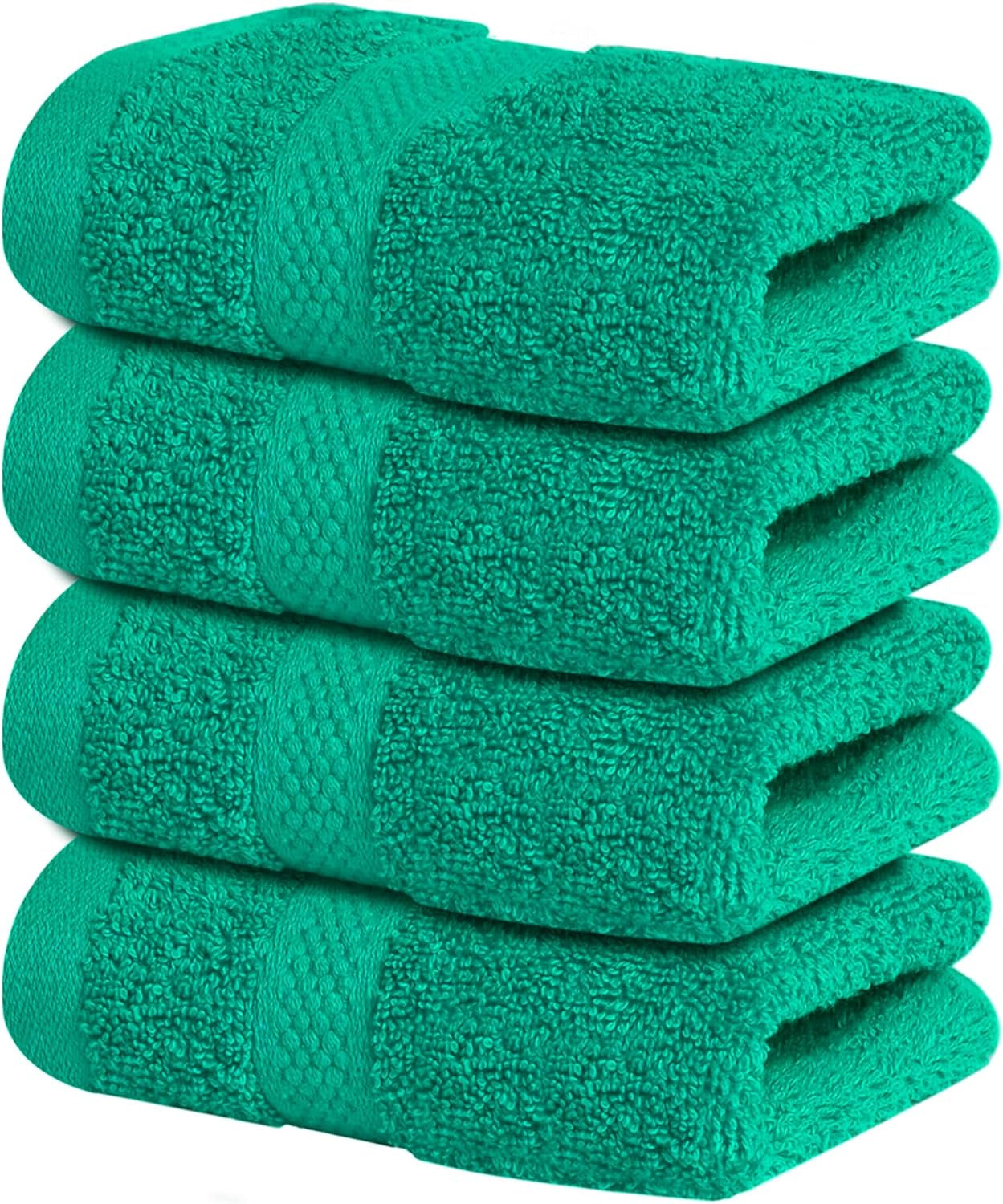 Luxury 100% Cotton Wash Cloths - Soft & Absorbent Face Towels for Bathroom, Gym, and Spa | Pack of 4 (Brilliant White)