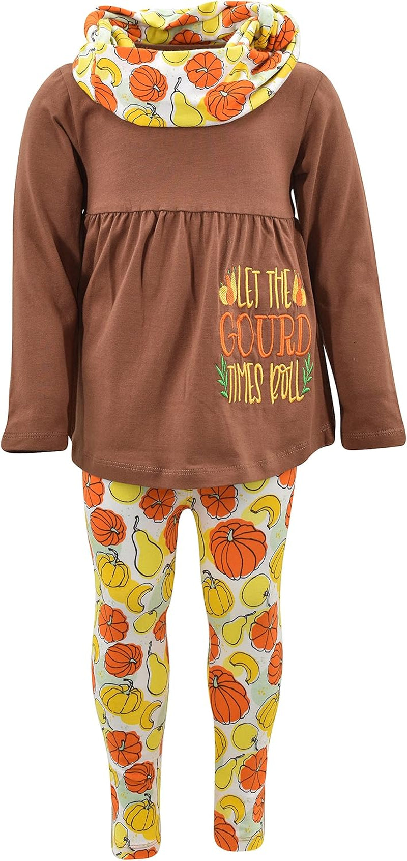 Charming 3-Piece Toddler Outfit Set for Baby Girls - Trendy Long Sleeve Tunic, Cozy Leggings & Fashionable Scarf