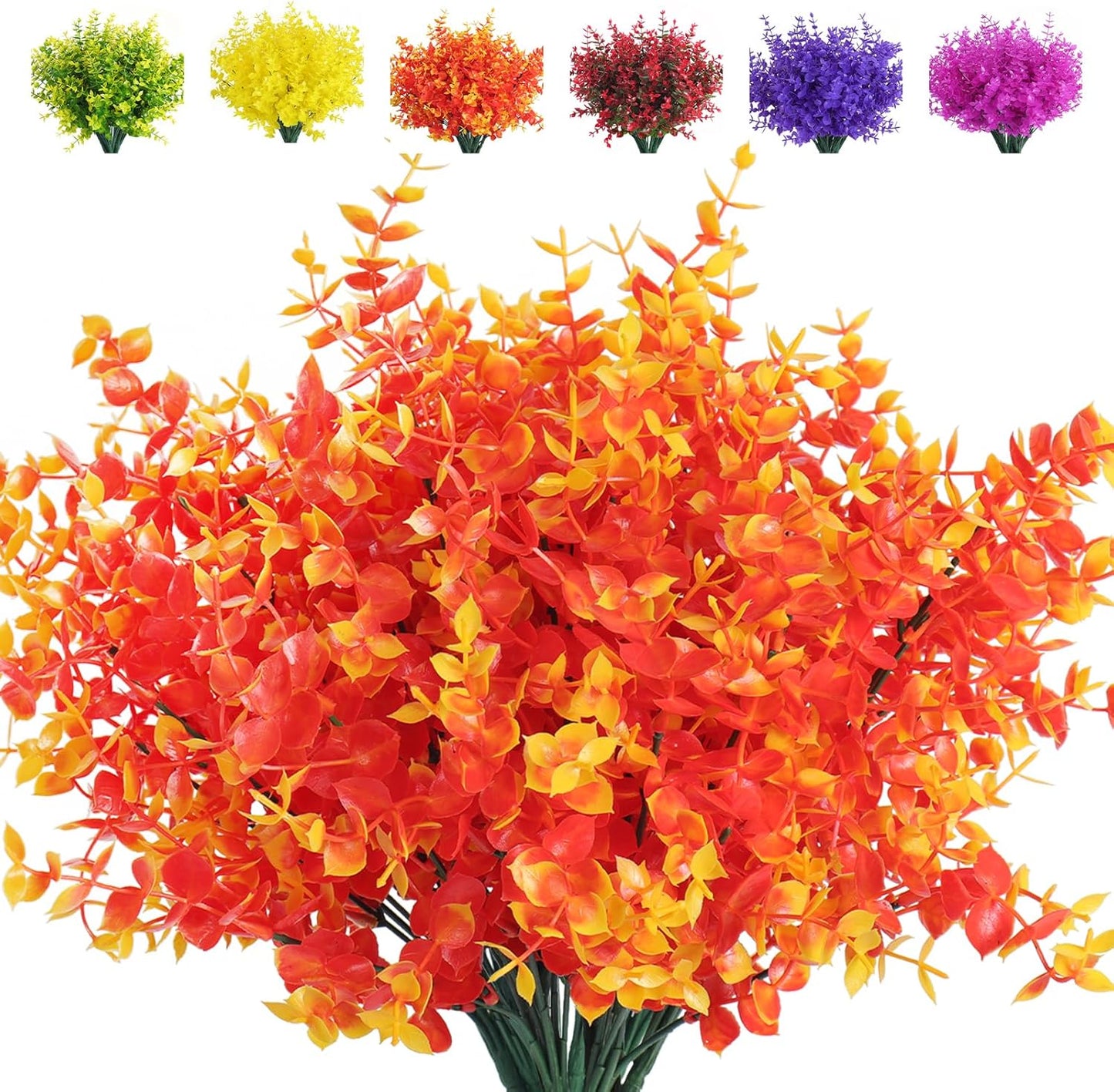 Vibrant 8 Bundle Set of No-Fade Artificial Fall Flowers - Ideal Faux Autumn Decor for Thanksgiving, Christmas, Weddings, and Home Garden!