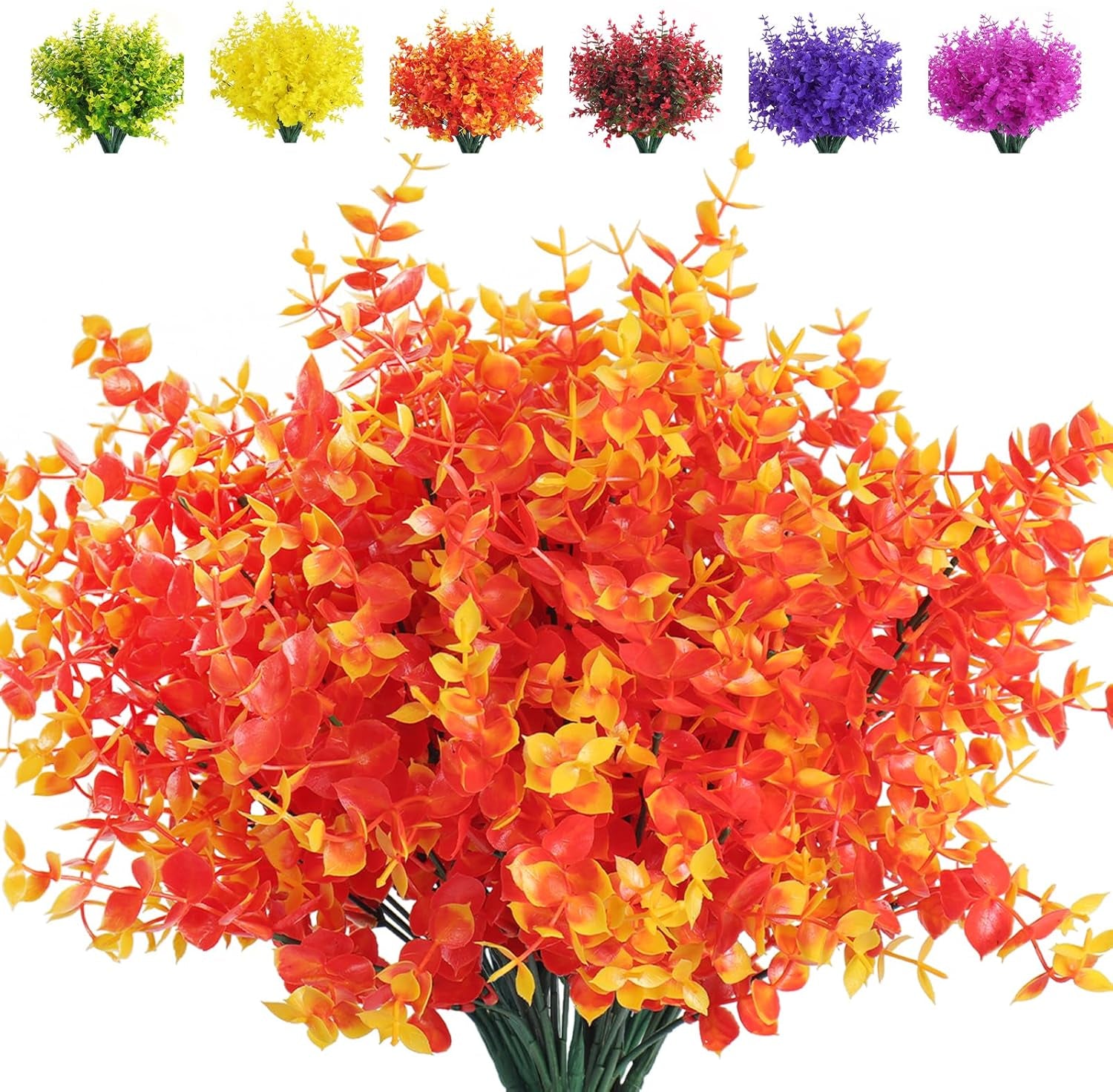 Vibrant 8 Bundle Set of No-Fade Artificial Fall Flowers - Ideal Faux Autumn Decor for Thanksgiving, Christmas, Weddings, and Home Garden!