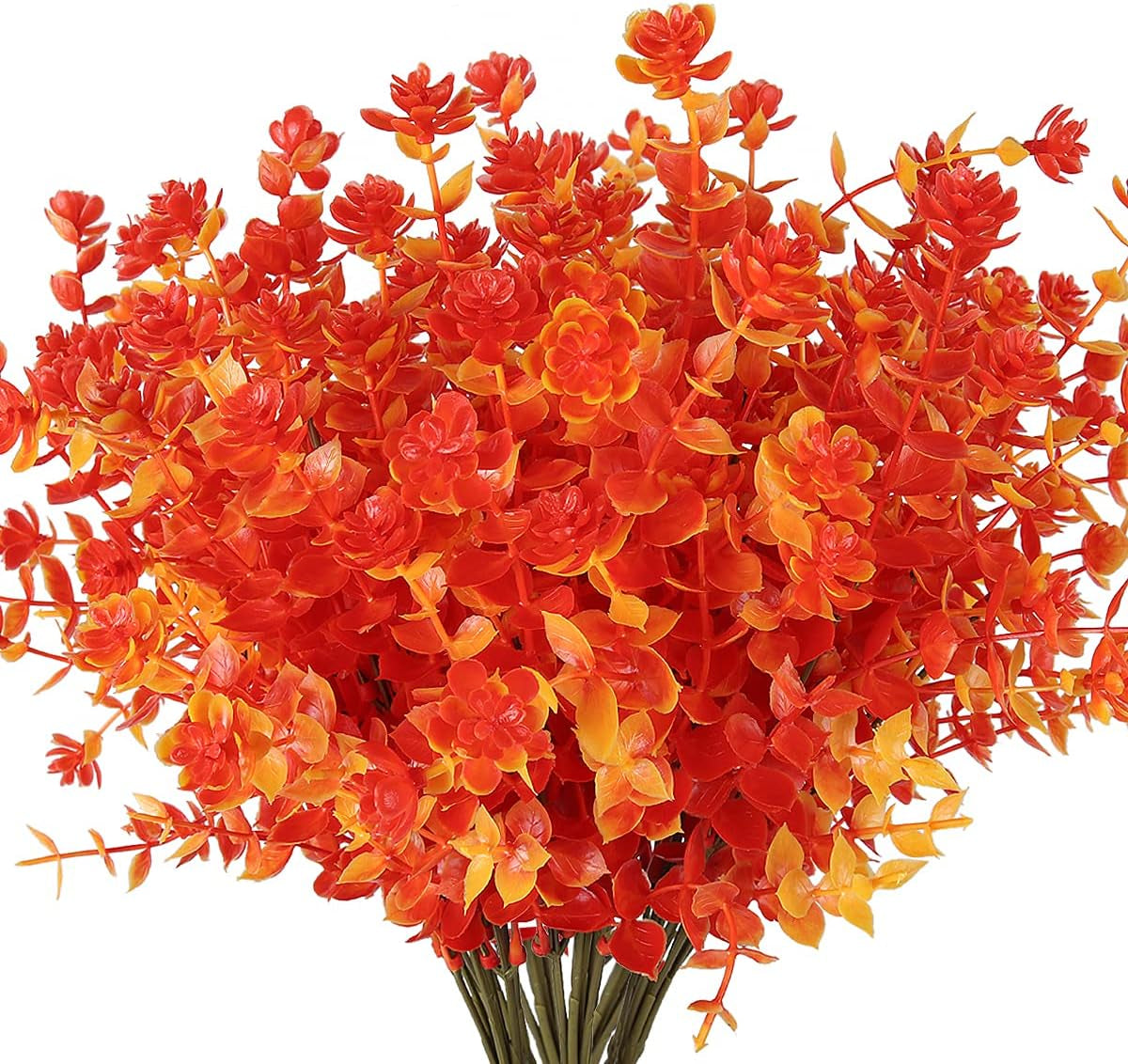 Vibrant 8 Bundle Set of No-Fade Artificial Fall Flowers - Ideal Faux Autumn Decor for Thanksgiving, Christmas, Weddings, and Home Garden!