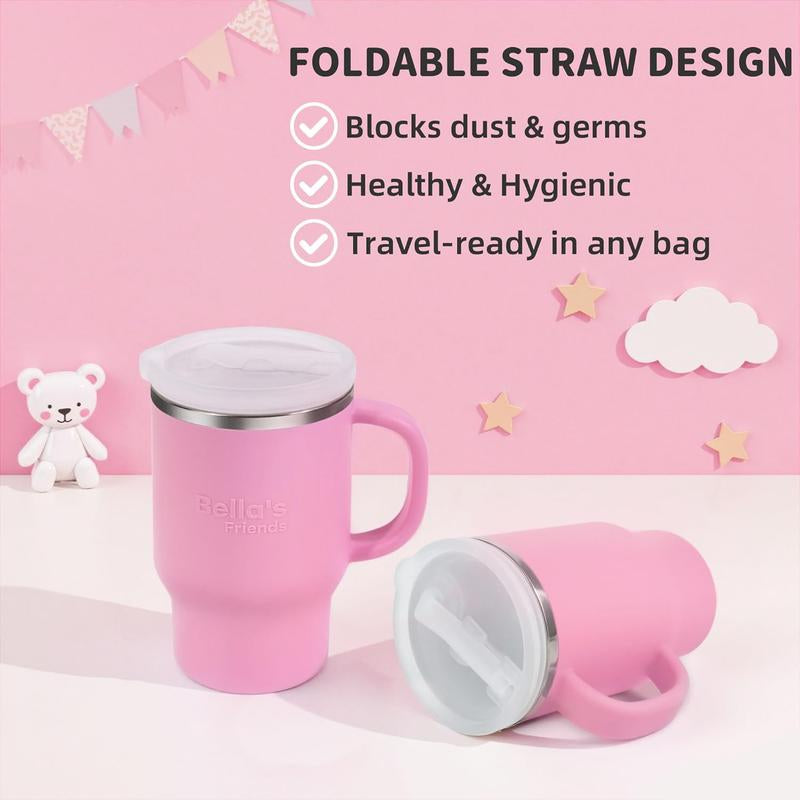 Bella’s Friends 2-Pack Portable Mini Tumblers - Adorable Leak-Proof 9 Oz Sippy Cups for Toddlers, Dishwasher Safe with Stainless Steel Interior & Silicone Body – Ideal for Home and Travel!