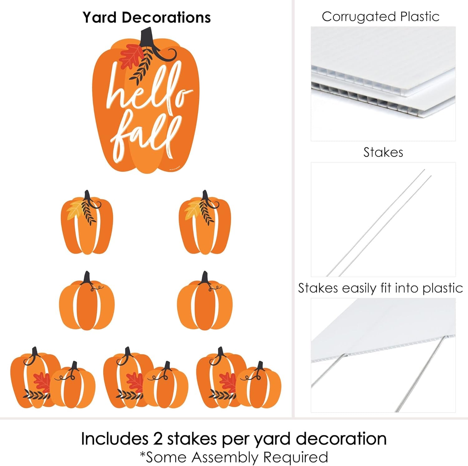 Festive Fall Pumpkin Yard Sign Set - 8 Cheerful Outdoor Decorations for Halloween & Thanksgiving Celebrations