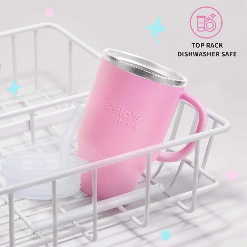 Bella’s Friends 2-Pack Portable Mini Tumblers - Adorable Leak-Proof 9 Oz Sippy Cups for Toddlers, Dishwasher Safe with Stainless Steel Interior & Silicone Body – Ideal for Home and Travel!