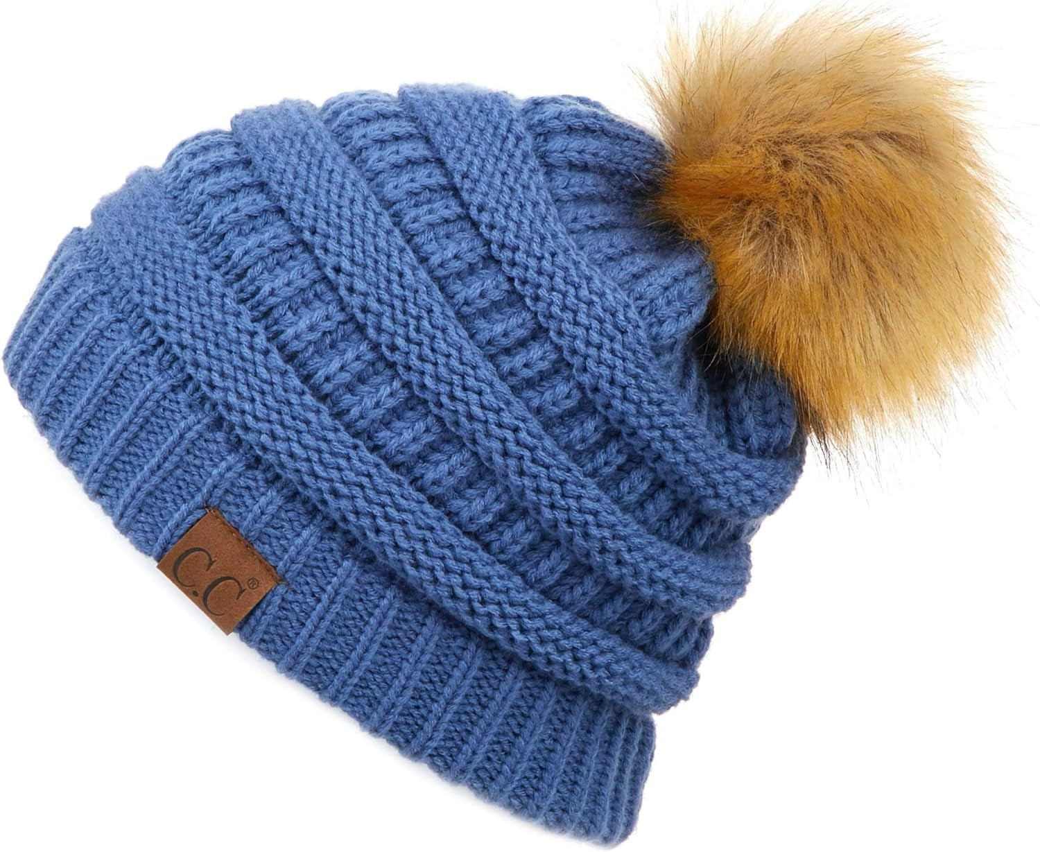 Stylish Chunky Cable Knit Beanie with Fur Pom - Your Must-Have for Winter & Fall!