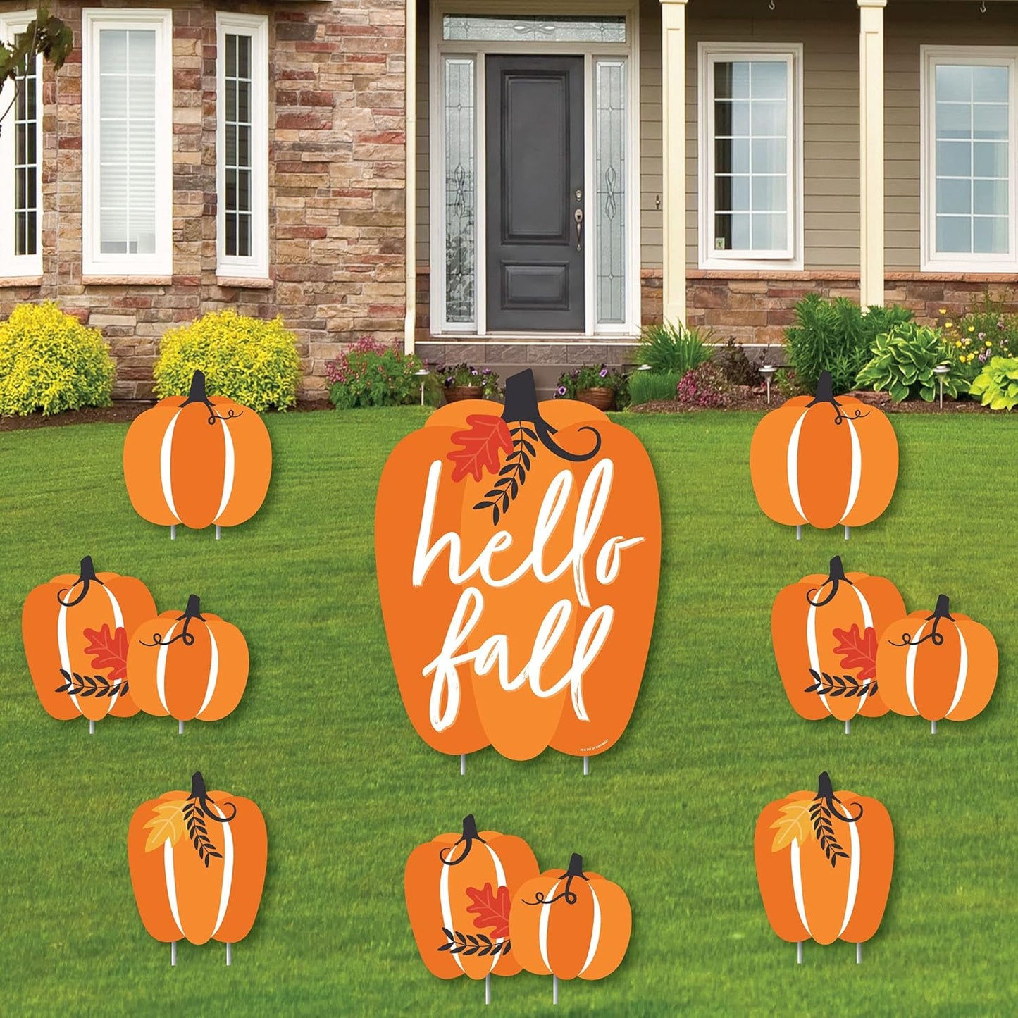 Festive Fall Pumpkin Yard Sign Set - 8 Cheerful Outdoor Decorations for Halloween & Thanksgiving Celebrations