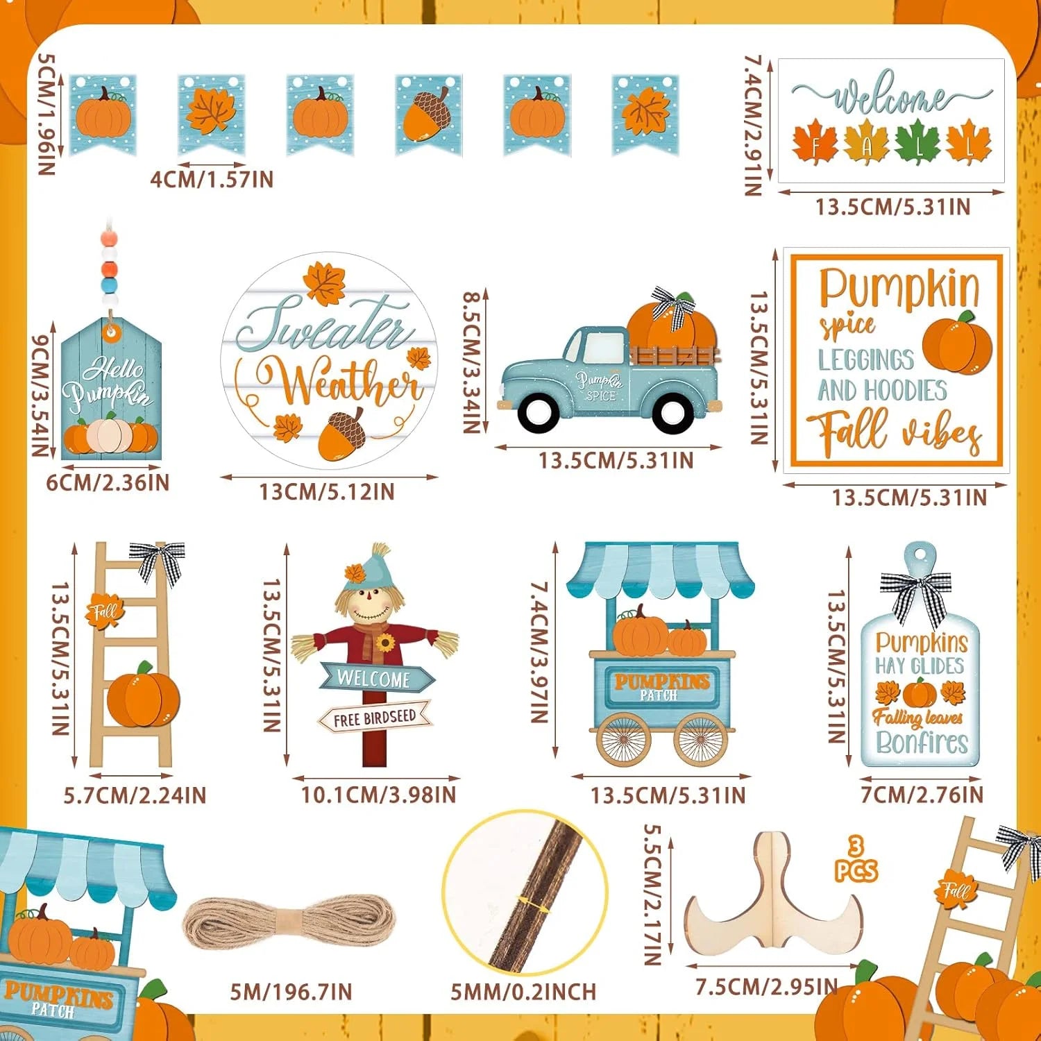 Charming Fall Tiered Tray Decor - Thanksgiving Pumpkin & Truck Wooden Table Decorations for Autumn Harvest Home Festivities