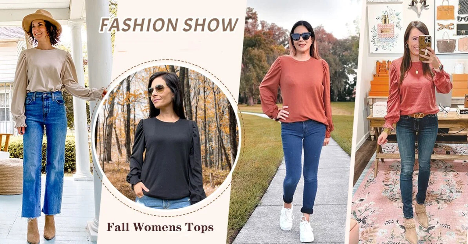 Chic Puff Sleeve Tunic Tops for Women - Dressy Casual Fall Blouses