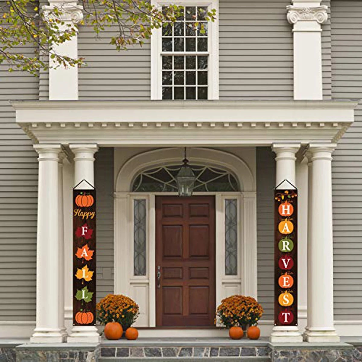 Charming Happy Fall Porch Sign - Perfect Thanksgiving Outdoor & Indoor Decor - Harvest Banner for Your Front Door & Yard