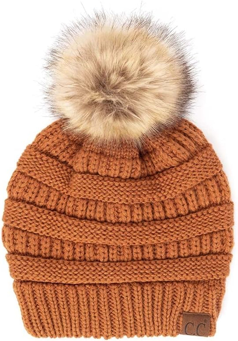 Stylish Chunky Cable Knit Beanie with Fur Pom - Your Must-Have for Winter & Fall!