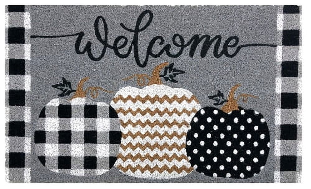 Charming Patterned Pumpkins Coir Doormat for Fall Decor