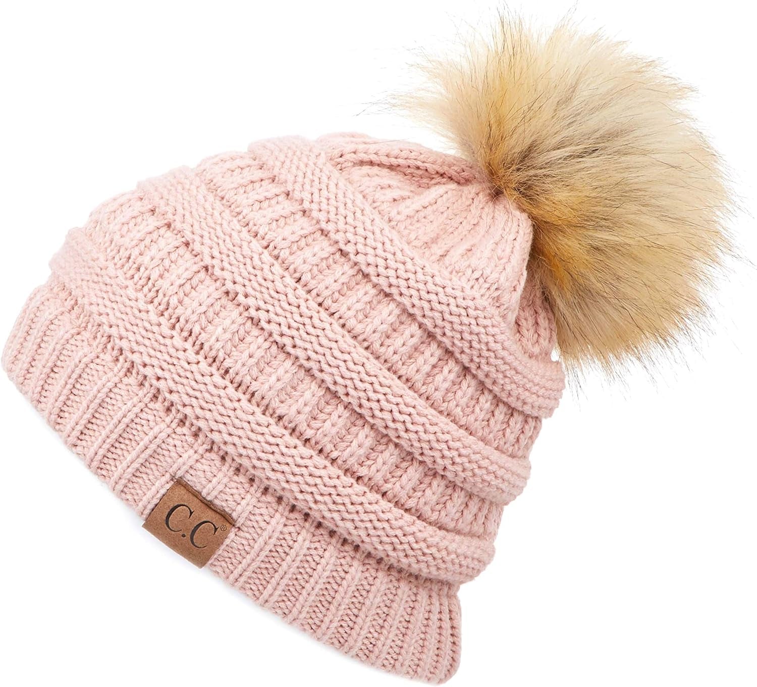 Stylish Chunky Cable Knit Beanie with Fur Pom - Your Must-Have for Winter & Fall!