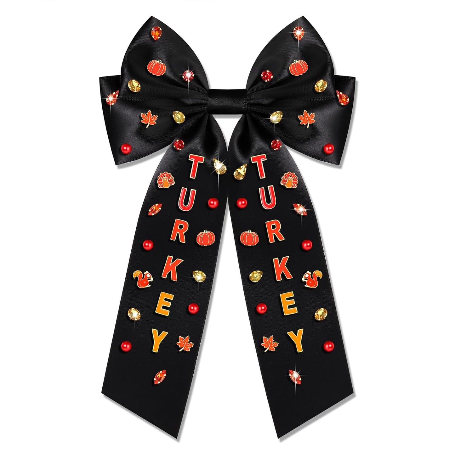 Charming Thanksgiving Hair Bows - Jeweled Clips & Barrettes for Women & Girls - Ideal GOBBLE Party Favors & Gifts!