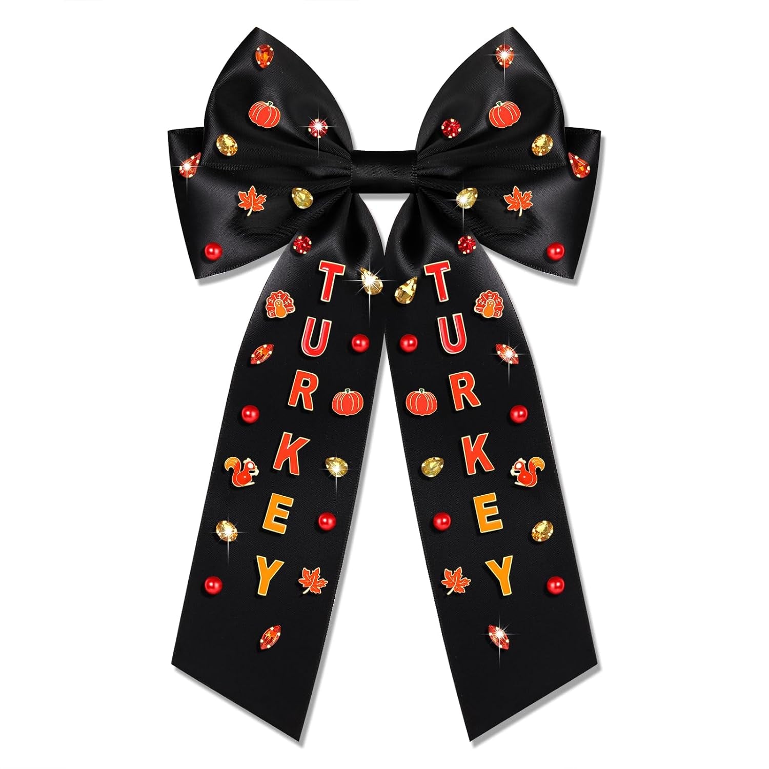 Charming Thanksgiving Hair Bows - Jeweled Clips & Barrettes for Women & Girls - Ideal GOBBLE Party Favors & Gifts!