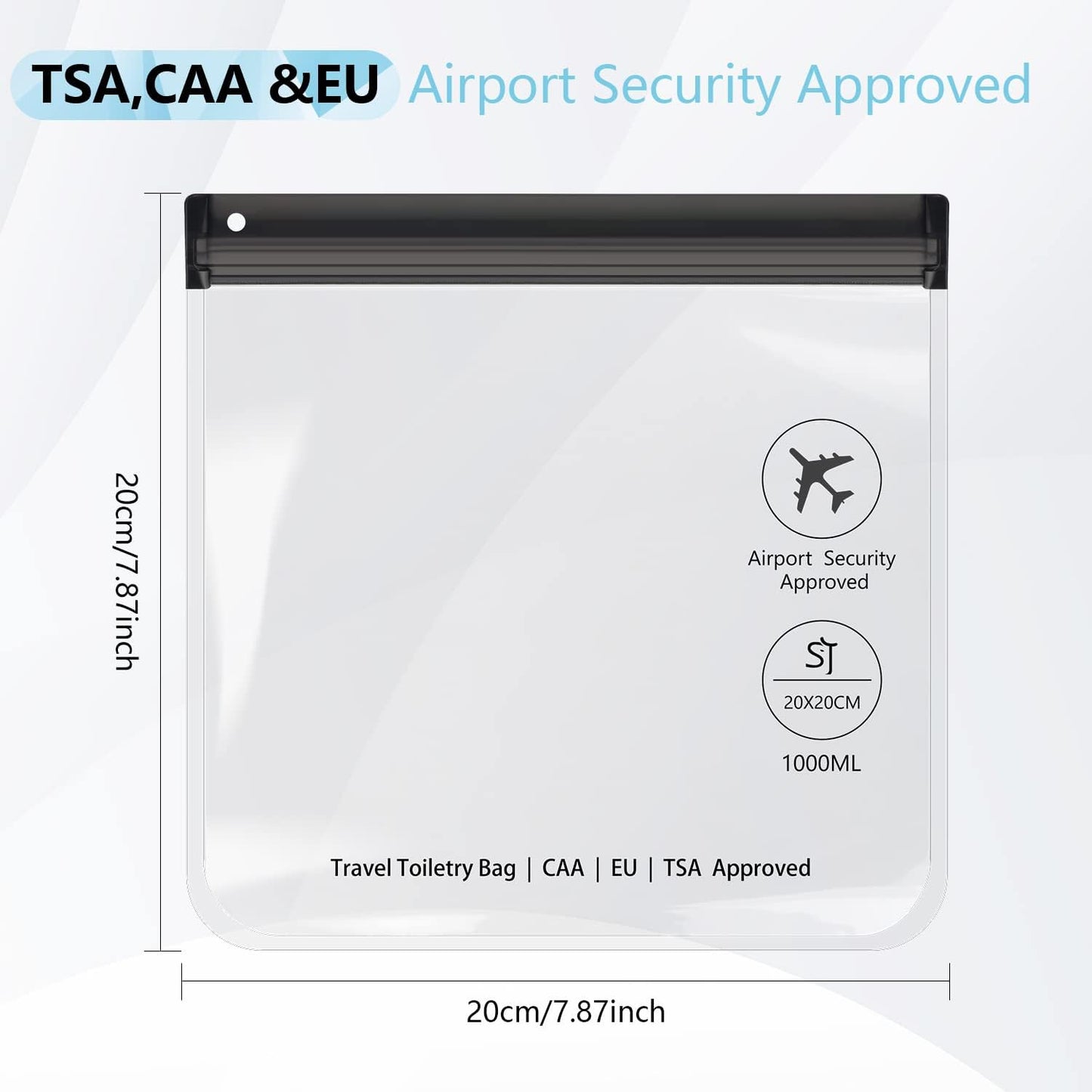 4-Pack TSA Approved Clear Toiletry Bags - Waterproof & Leakproof Quart Size for Travel Compliance in EU, UK & US