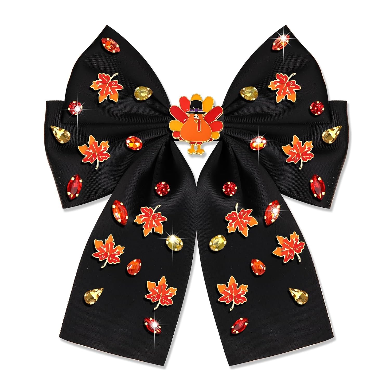 Charming Thanksgiving Hair Bows - Jeweled Clips & Barrettes for Women & Girls - Ideal GOBBLE Party Favors & Gifts!