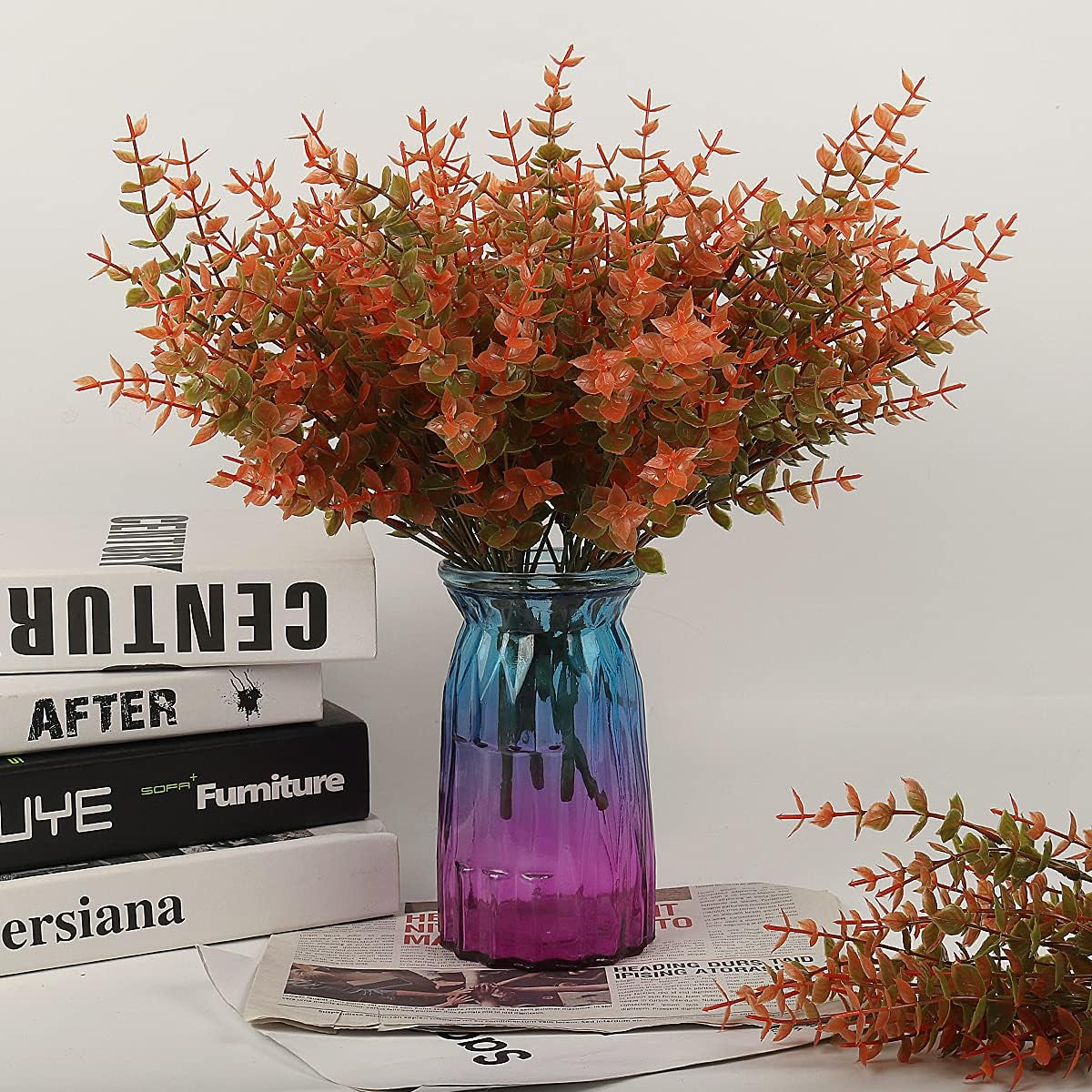 Vibrant 8 Bundle Set of No-Fade Artificial Fall Flowers - Ideal Faux Autumn Decor for Thanksgiving, Christmas, Weddings, and Home Garden!
