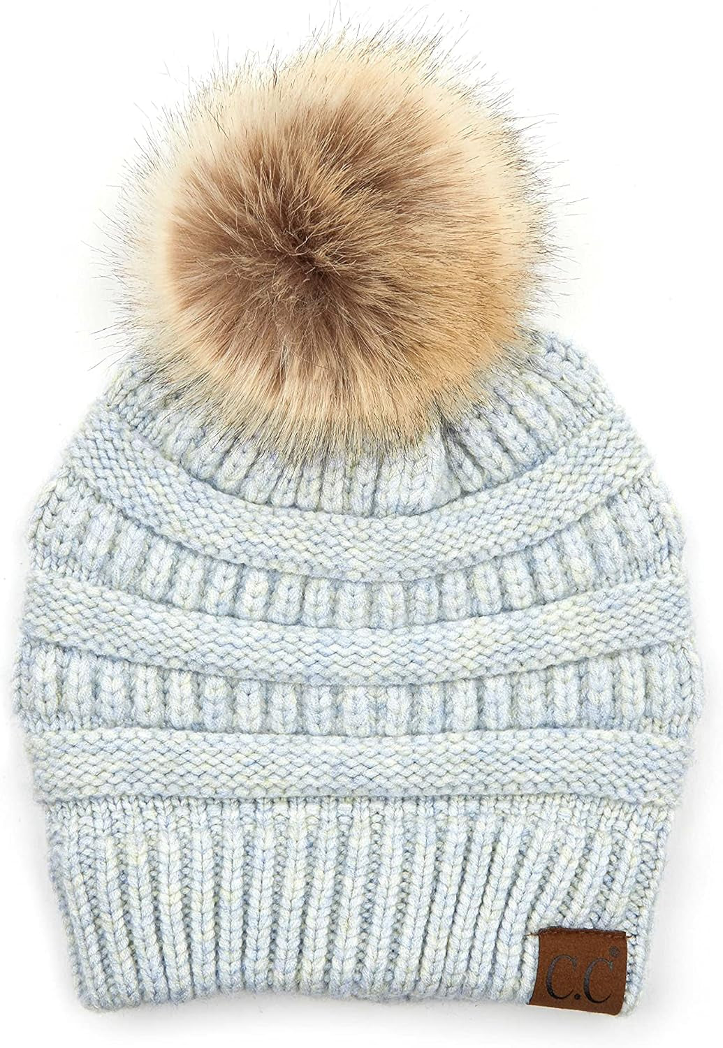 Stylish Chunky Cable Knit Beanie with Fur Pom - Your Must-Have for Winter & Fall!